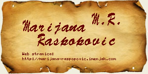 Marijana Raspopović vizit kartica